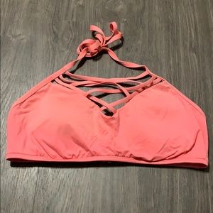 Coral/Pink Halter Bathing Suit Top